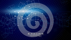 Blockchain technology design on blue background vector illustration