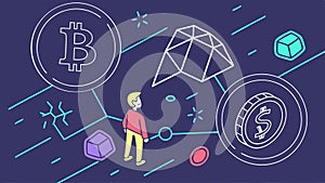 Blockchain technology and digital data network, vector design Generative AI