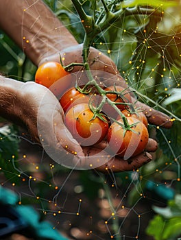 Blockchain technology ensuring traceability in the food supply chain from farm to table enhancing consumer trust photo