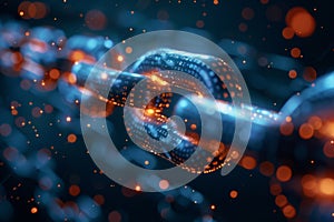 Blockchain technology forming secure digital chain with binary code