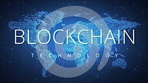 Blockchain technology futuristic hud banner.