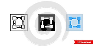 Blockchain technology icon of 3 types color, black and white, outline. Isolated vector sign symbol