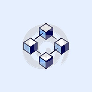 Blockchain technology icon. Block chain symbol or logo element simple style.