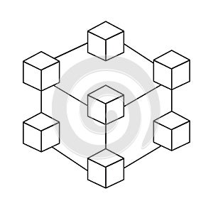 Blockchain technology icon on white background. flat style. blockchain technology icon for your web site design, logo, app, UI.