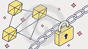 Blockchain technology illustrated with a secure chain lock vector design Generative AI