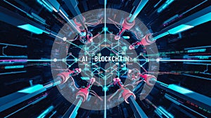 Blockchain Technology Integration. Big data storage, Cloud computing, Machine learning, Ai blockchain technology