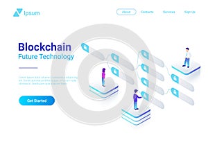 Blockchain Technology Isometric flat vector Block