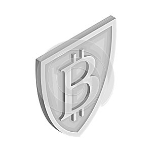 Blockchain Technology with Metal Shield as Protection and Security Symbol Isometric Vector Illustration