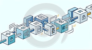 Blockchain technology network chain of secure data blocks, digital ledger