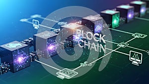 Blockchain Technology Network with Interconnected Blocks