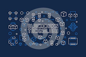Blockchain technology vector blue horizontal banner