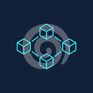 Blockchain technology vector icon in flat style. Cryptography cu