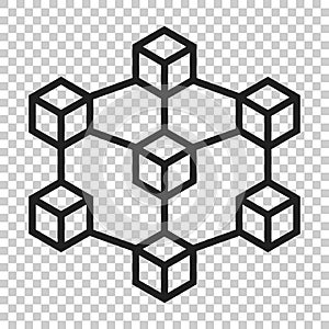 Blockchain technology vector icon in flat style. Cryptography cu