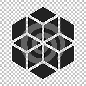 Blockchain technology vector icon in flat style. Cryptography cu