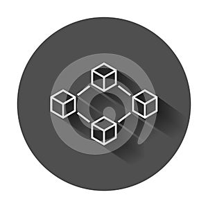 Blockchain technology vector icon in flat style. Cryptography cu