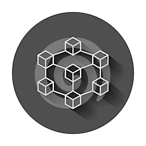 Blockchain technology vector icon in flat style. Cryptography cu