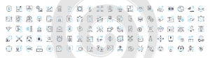 Blockchain technology vector line icons set. Blockchain, Technology, Cryptocurrency, Bitcoin, Decentralized, Ethereum