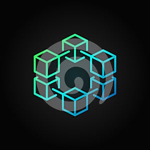Blockchain vector colored outline concept icon or sign