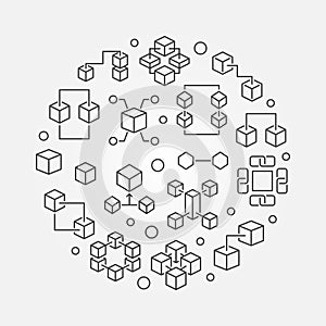 Blockchain vector round line minimal illustration
