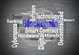 Blockchain word cloud concept