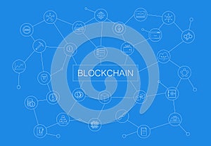 Blockchain word with icons