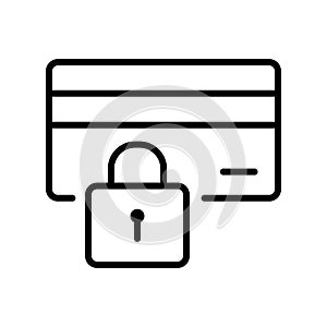 Blocked credit card line icon vector illustration. Minimalistic locked financial banking transaction