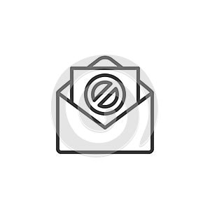 Blocked email message line icon