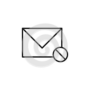Blocked mail icon Flat line illustration