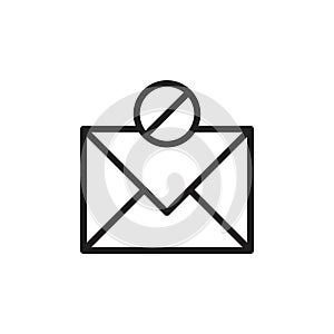 Blocked mail icon Flat line illustration