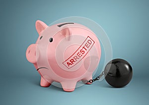 Blocked money account concept, piggy bank with shackles