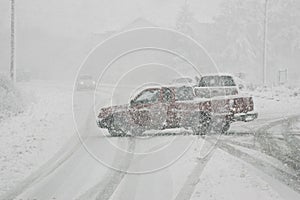 Blocking Traffic in Winter Storm photo