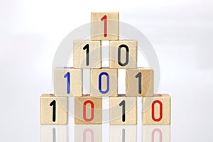 Blocks with binary code photo