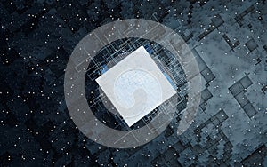 Blocks and circuits, materials science and technology, 3d rendering