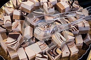 Blocks of Cremino: Typical Italian Chocolate with Gianduja