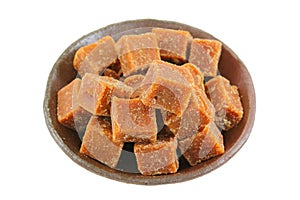 Blocks of dark brown sugar made of cane sugar