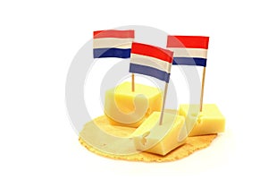 Blocks of Dutch cheese