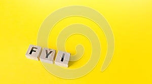 Blocks with FYI for your information abbreviation. Tips and comments notes. Instructions and rules. Guide and navigation.