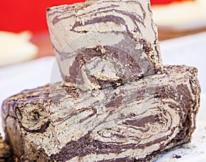 Blocks of halvah with raisins