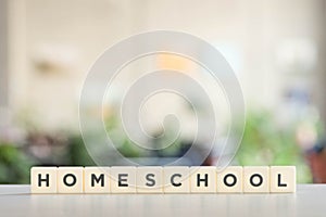 Blocks with homeschool lettering on white