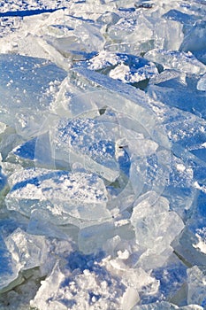 Blocks of ice in cold winter day