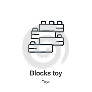 Blocks toy outline vector icon. Thin line black blocks toy icon, flat vector simple element illustration from editable toys