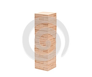Blocks wood game jenga on white background