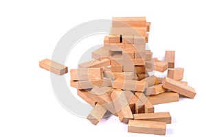 Blocks wood game (jenga) down