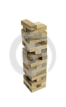 Blocks wood game (jenga) white background