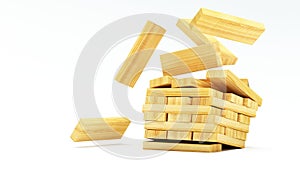 blocks wood game (jenga) on white background