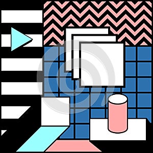 Blocky Colorful Geometric Stylish Background Vector Graphic Illustration