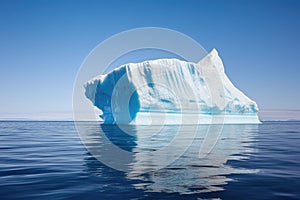a blocky, irregular iceberg protruding from the sea