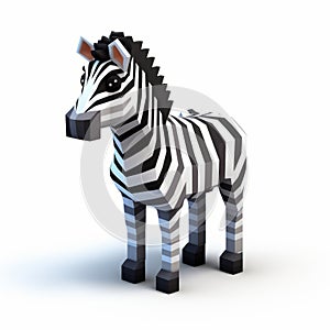 Blocky Monochromatic Zebra 3d Model: A Unique Manapunk Inspired Creation