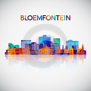 Bloemfontein skyline silhouette in colorful geometric style.