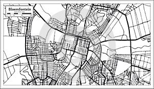 Bloemfontein South Africa City Map in Retro Style. Outline Map